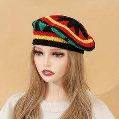 Women's Block Knitted Beret Warm Beanie Painter Cap