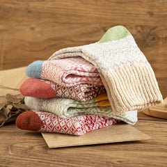 5 Pairs Geometric Pattern Colorblock Socks for Women