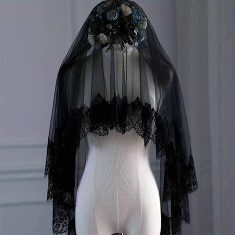 Lace Head Veil Halloween Party Hair Accessories Gothic Style Head Veil