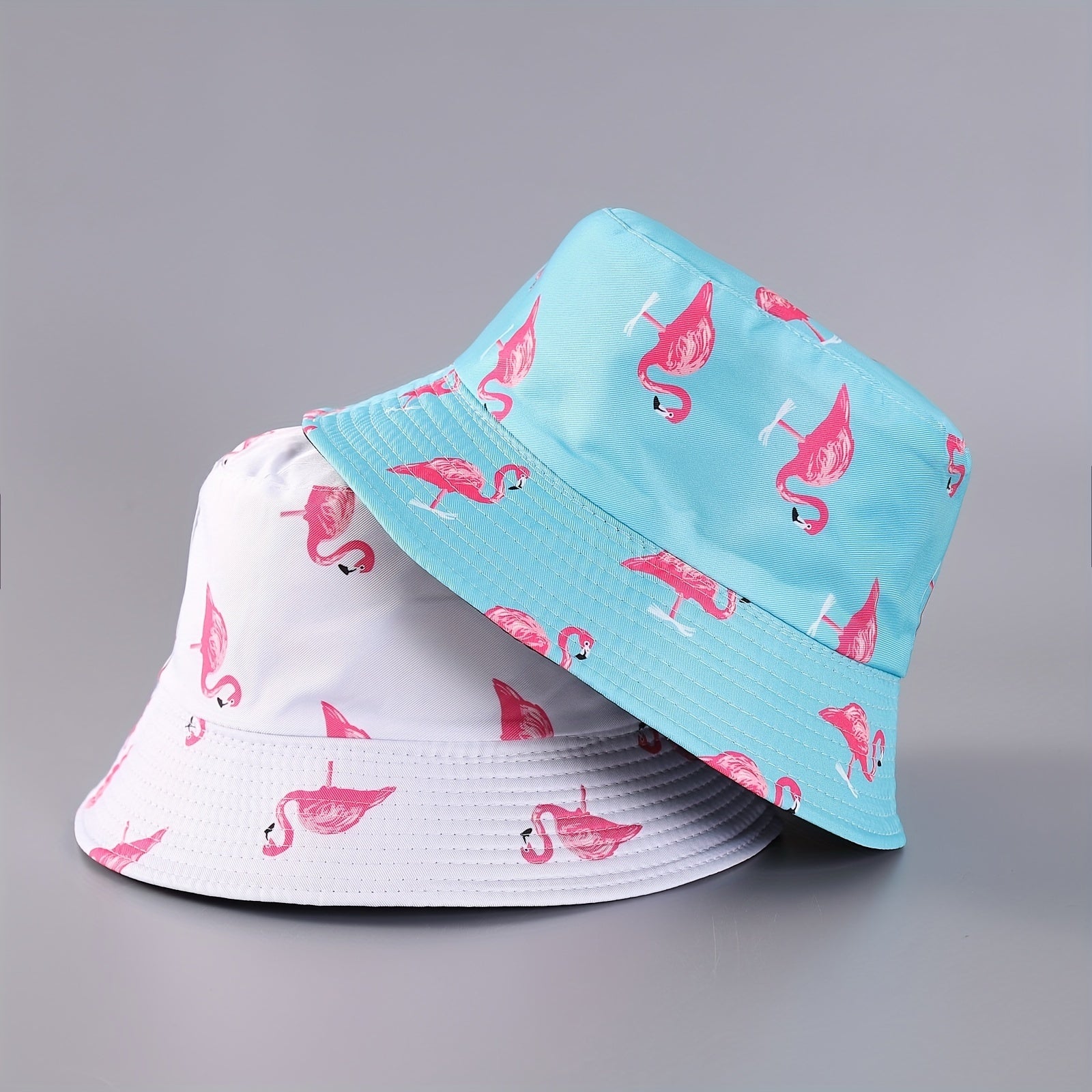 Flamingo Print Reversible Bucket Hat Lightweight Unisex Fisherman Cap