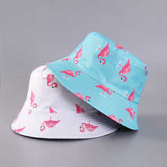 Flamingo Print Reversible Bucket Hat Lightweight Unisex Fisherman Cap