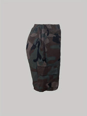 Camo Print Pocket Shorts for Women