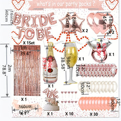 42pcs Rose Gold Bridal Party Supplies Set for Cake Decoration
