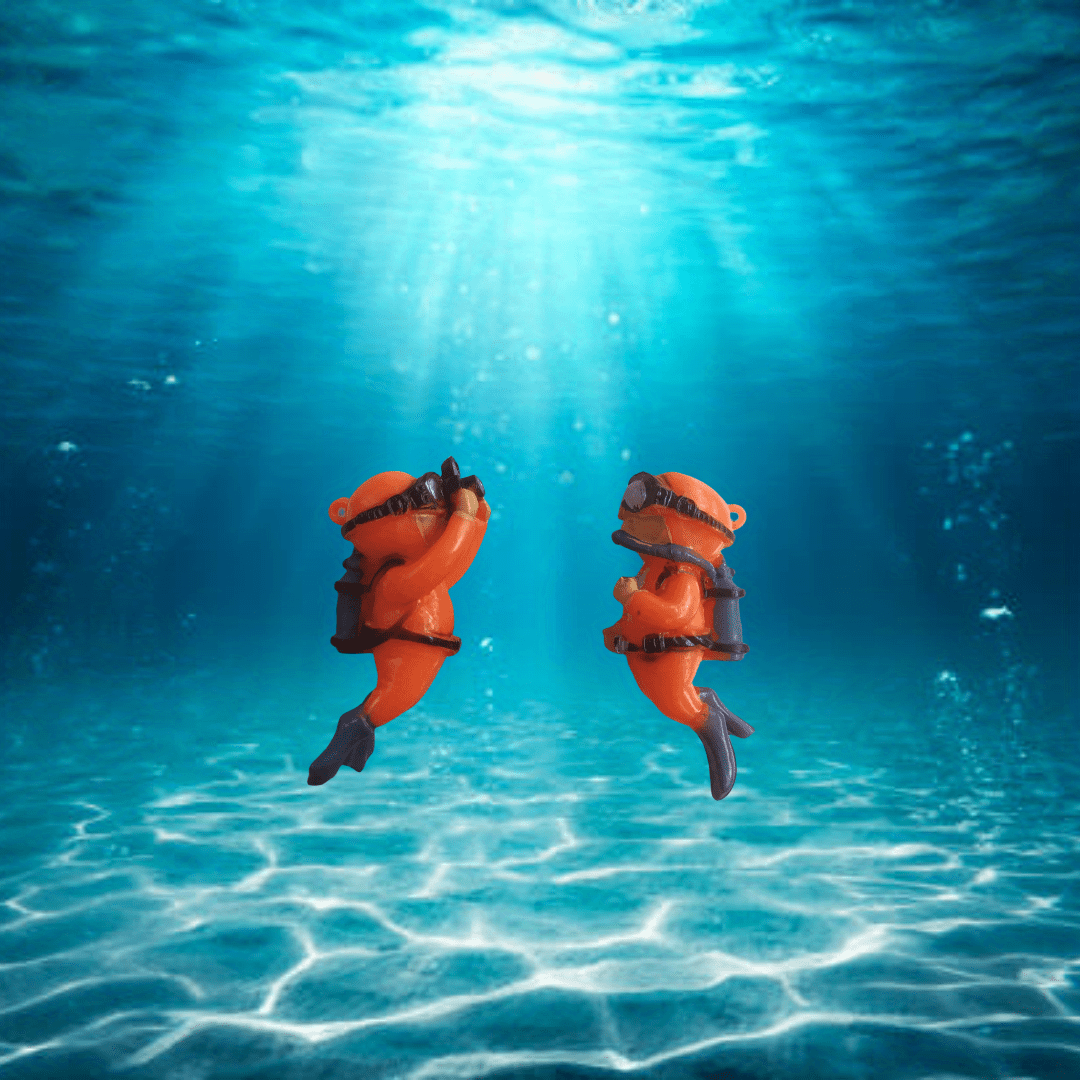 2 Pack Little Diver Aquarium Decorations for Fish Tanks