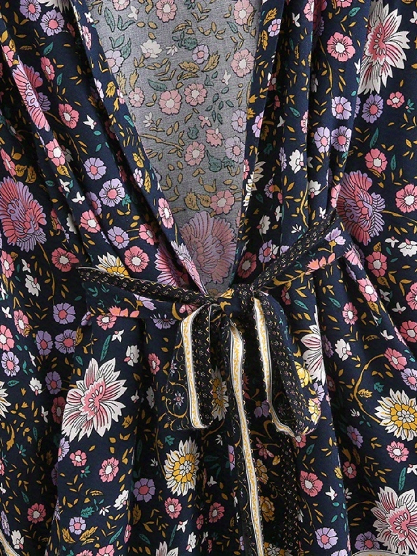Floral Print Bell Sleeve Kaftan Cover Up Dress