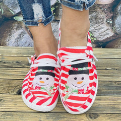Christmas Snowman Pattern Casual Sneakers Lace Up Walking Shoes
