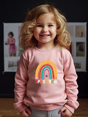 Girls Rainbow Pattern Crew Neck Sweatshirt Spring Fall Christmas Gift