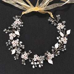 Flower Bride Wedding Headband Leaf Hair Vine Braid Headpiece Bridal Hair Accesso