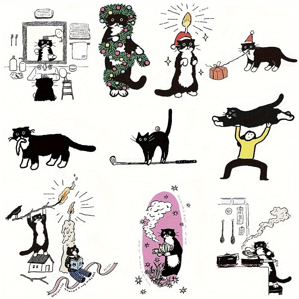 60pcs Cartoon Kitten Series Stickers for Laptop Helmets Water Cup Decoration