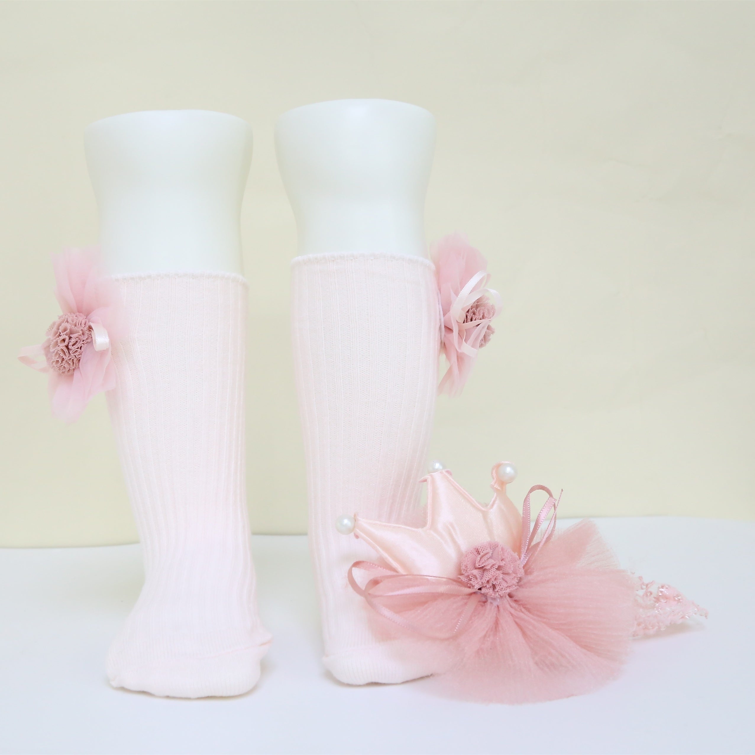Girls Flower Knit Socks & Crown Headband Set - Holiday Gift