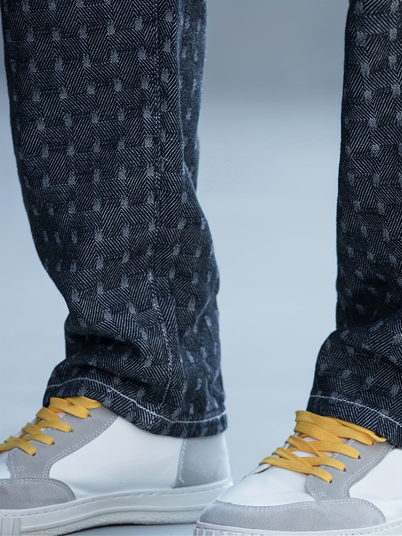 Men's Plaid Pattern Denim Jeans With Pockets