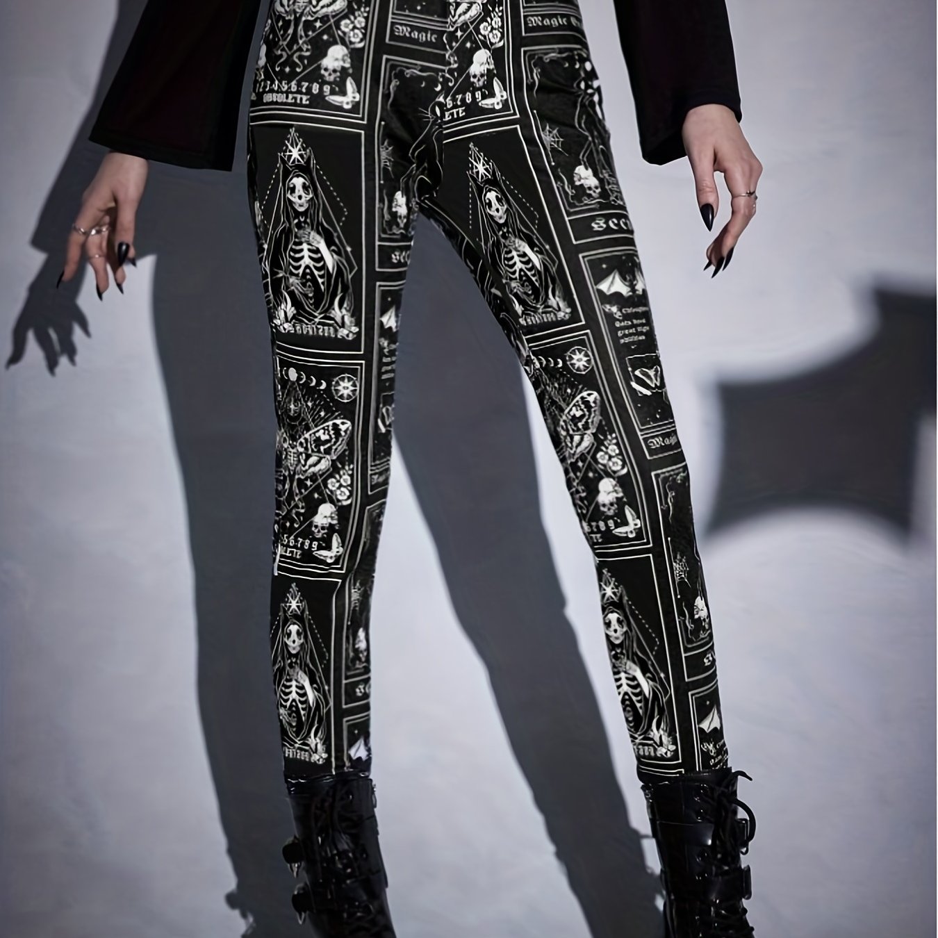 Skull Halloween Print Leggings High Waist Stretchy Workout Pants