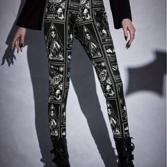 Skull Halloween Print Leggings High Waist Stretchy Workout Pants