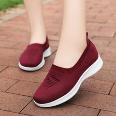 Women's Mesh Slip-On Casual Shoes Lightweight Hollow Low Top Sneakers