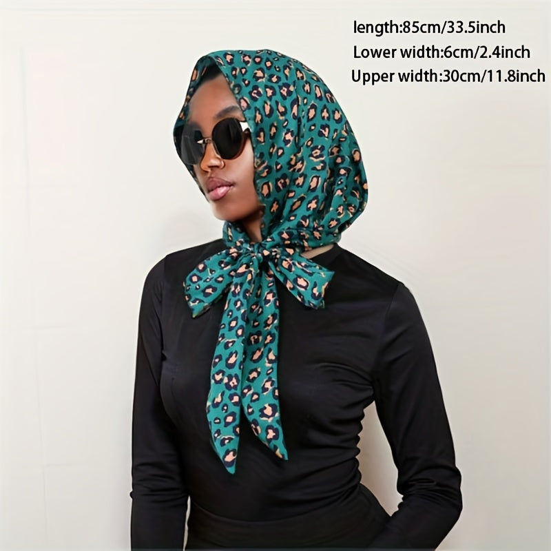 Leopard Print Lace Up Head Scarf Head Wrap Turban Bandana for Women
