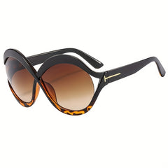 Round Frame Sunglasses Gradient Lens Hollow Block UV400