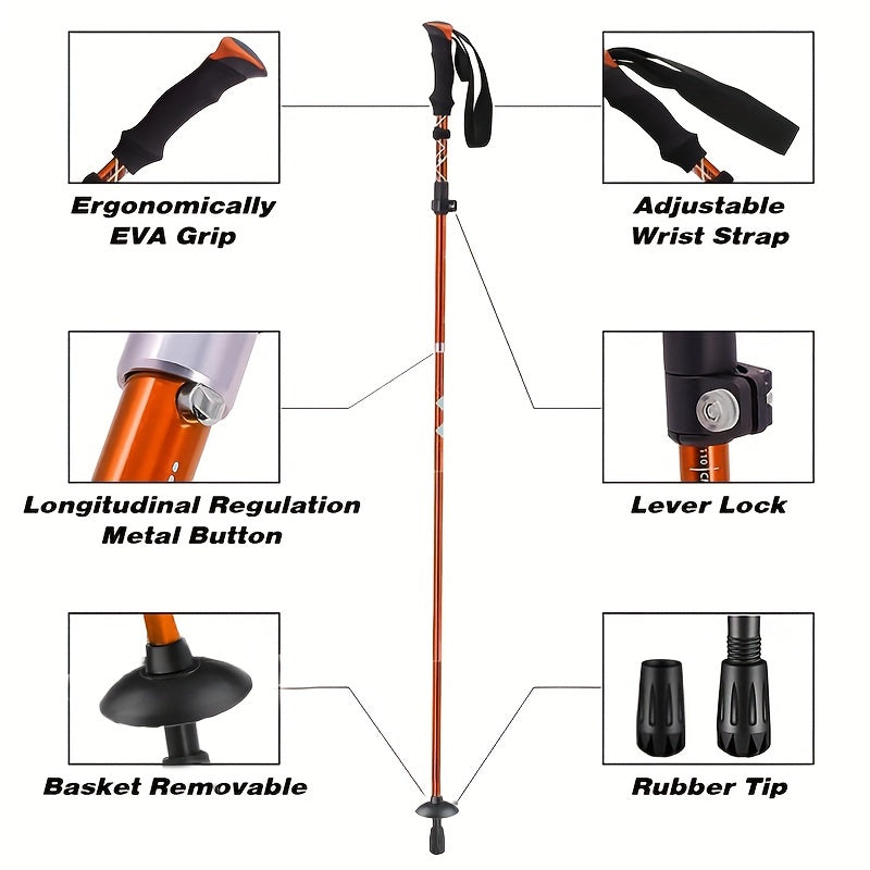 Collapsible Trekking Poles Aluminum Hiking Stick for Outdoor Activities