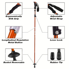 Collapsible Trekking Poles Aluminum Hiking Stick for Outdoor Activities