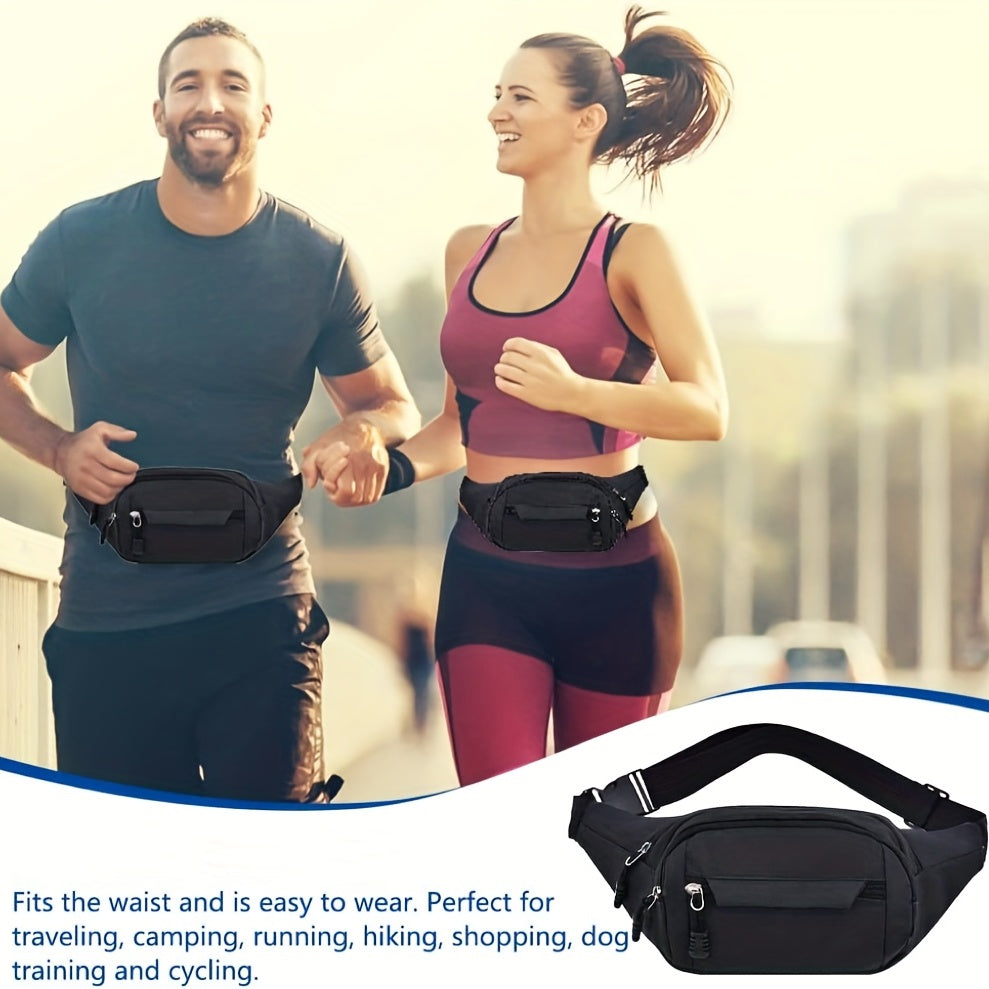 Waterproof Sports Waist Bag with 3 Zipper Pockets