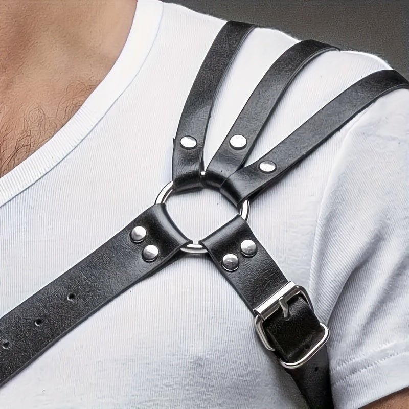 Men's Leather Shoulder Strap PU Leather Suspenders