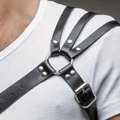 Men's Leather Shoulder Strap PU Leather Suspenders