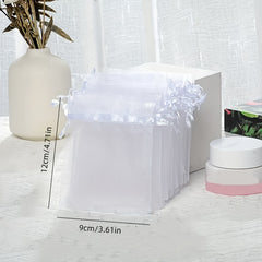 10pcs Transparent Organza Bag Wedding Gift Drawstring Soap Makeup Gauze Gift Bag