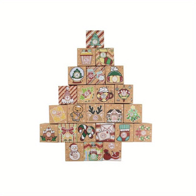 24pcs Christmas Advent Calendar Candy Box 24 Days Countdown