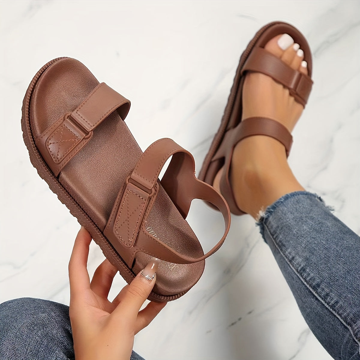 Women's Platform Sandals Hook And Loop Fastener Sports Sandals