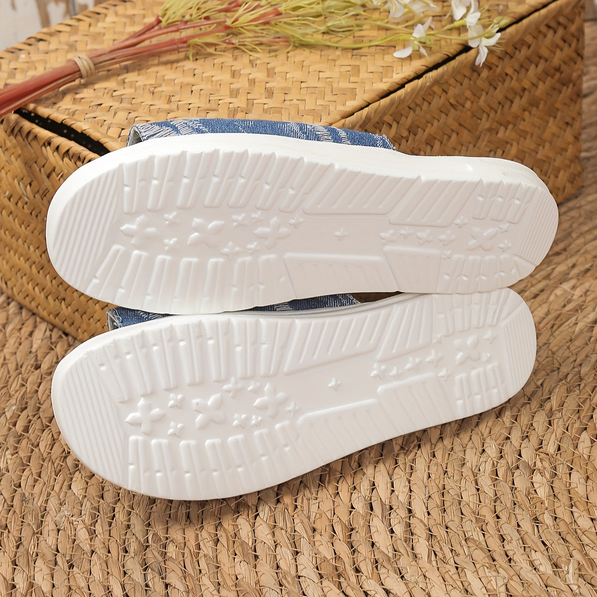 Women's Lace Up Denim Slippers Casual Open Toe Sandals