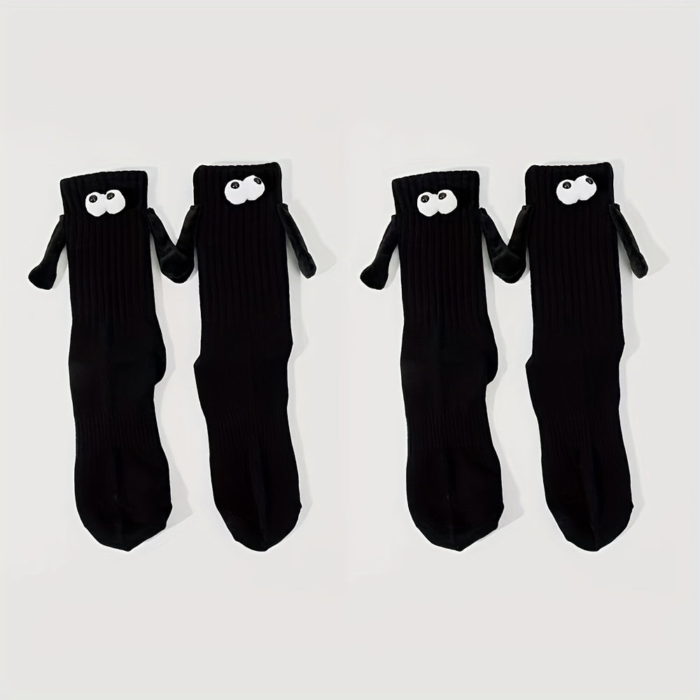 Funny Cotton Mid Calf Socks With Magnetic 3D Hand Dolls