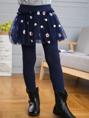 Girls Floral Print Tutu Skirt with Safety Shorts for Dance Party
