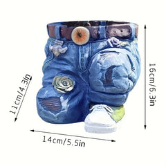 Funny Denim Pants Flower Pot Resin Decoration Crafts Retro Garden Decor
