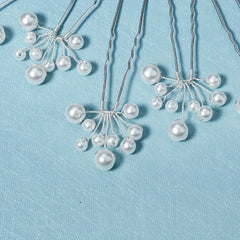6pcs Faux Pearl Decor Braided Hair Pin for Bridal Wedding Styling