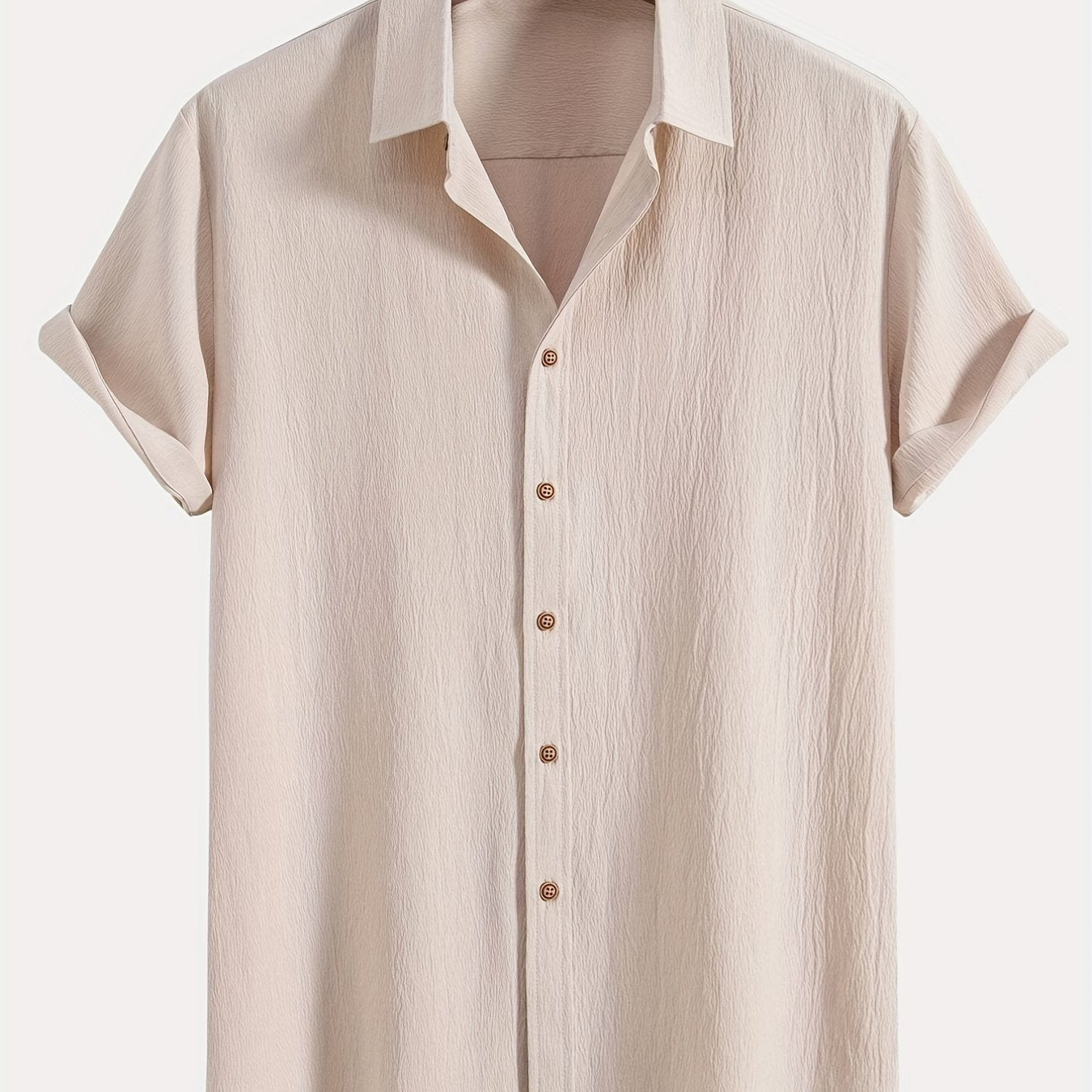 Men's Solid Lapel Short Sleeve Business Shirt