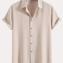 Men's Solid Lapel Short Sleeve Business Shirt