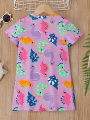 Toddler Girls Dinosaur Graphic T shirt Dress Party Kids Summer Clothes