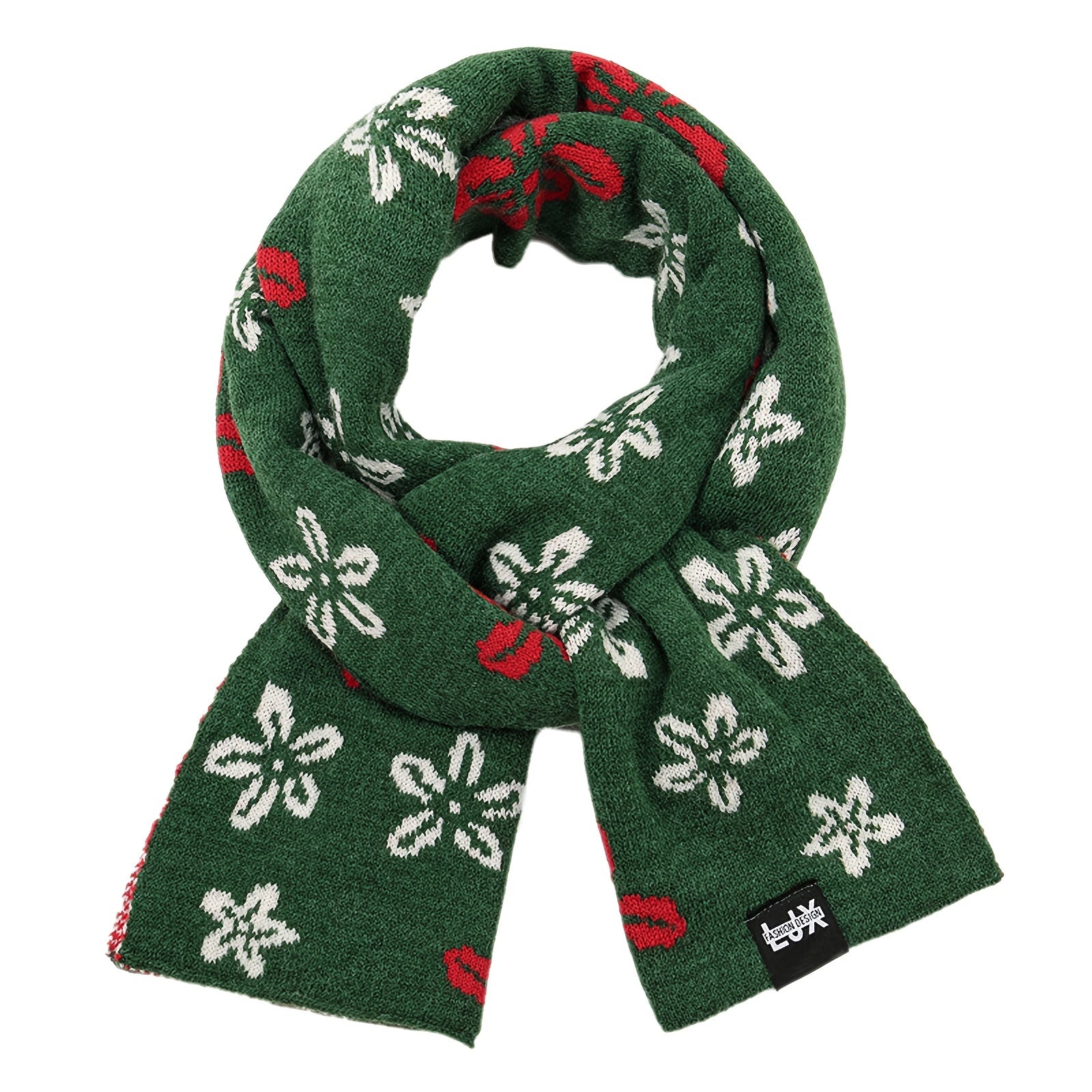 Christmas Green Scarf Women Winter Knitted Woolen Neckwear