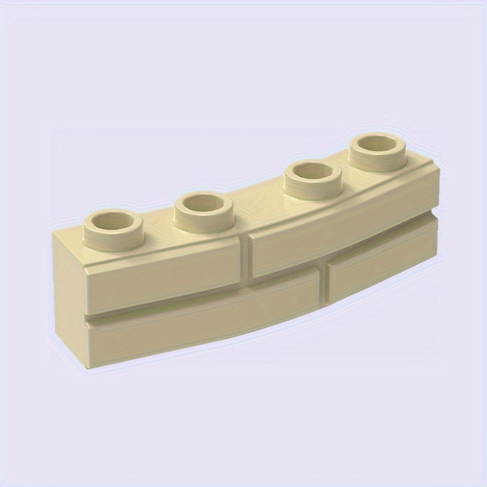 9pcs Building Block Set Khaki Curved Wall Tiles & Lattice Bricks