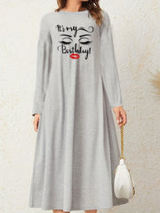 Casual Loungewear Dress Women's Plus Cartoon Figure & Slogan Print