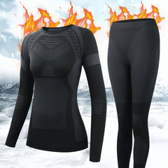 2pcs Thermal Underwear Set Long Sleeve Warm Top & Leggings for Women
