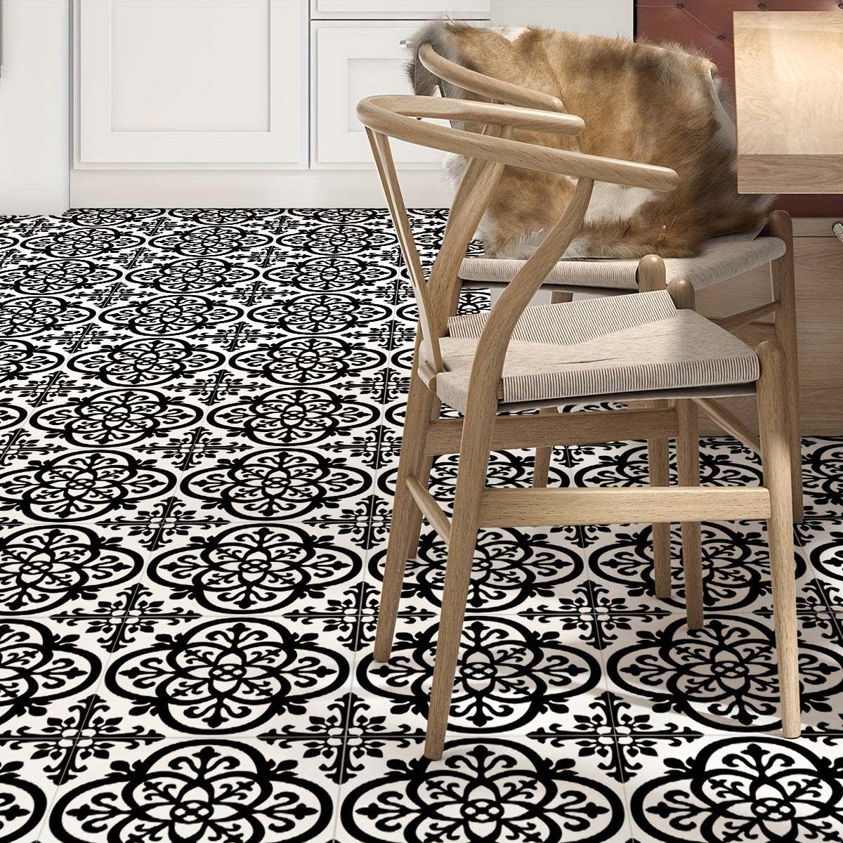 12pcs Moroccan Ethnic Pattern Tile Stickers Flower Tile