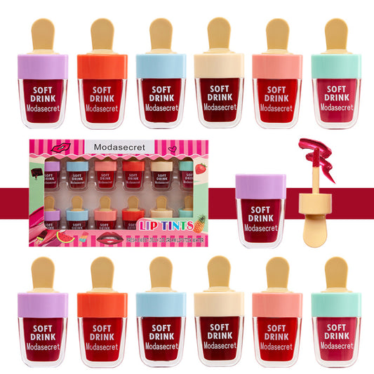 12 Pack Ice Cream Matte Lip Gloss Set Waterproof Long Lasting Lipstick Kit