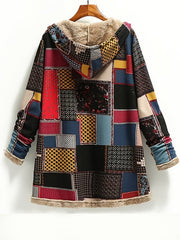 Patchwork Hooded Jacket Long Sleeve Casual Outerwear