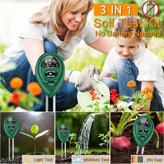 3-in-1 Soil PH Meter Moisture Light pH Tester Gardening Tool Kits For Plant Care