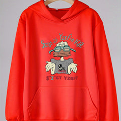 Girls Duck Man Print Hoodies Comfy Hooded Pullover Top With Pocket
