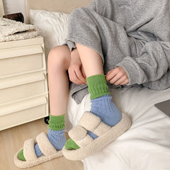 5 Pairs Colorblock Crew Socks Women's Mid Tube Stockings