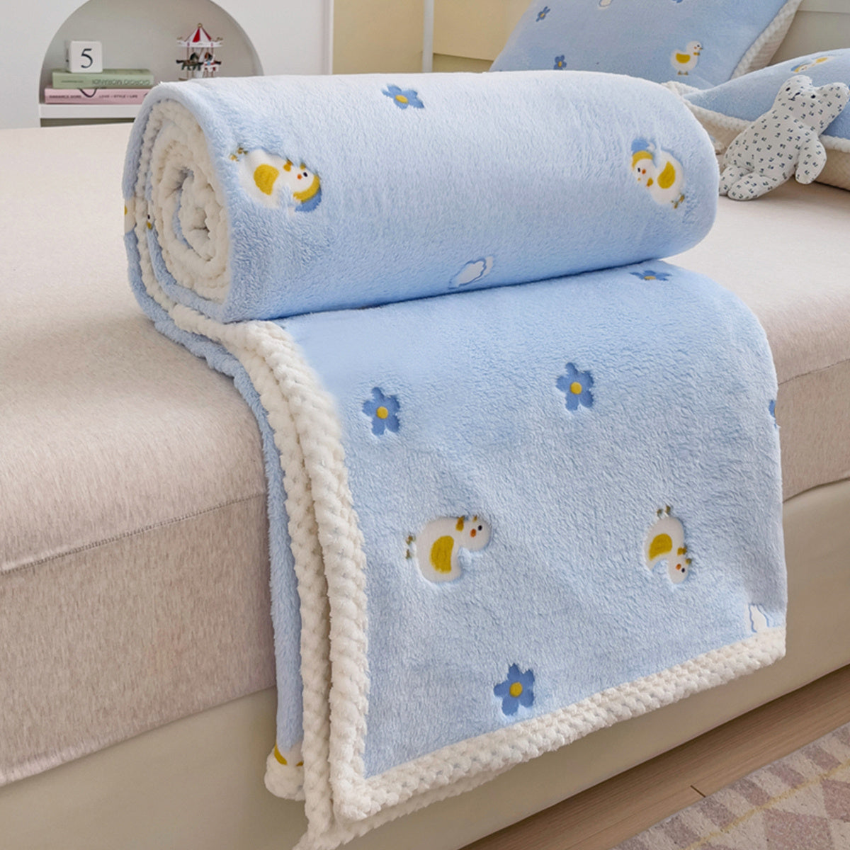 Baby Blanket Duck Pattern Soft and Comfortable Single Side Thin Type