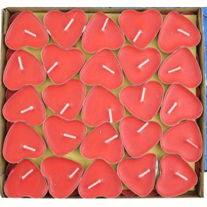 50pcs Heart Shaped Smokeless Candles for Romantic Occasions