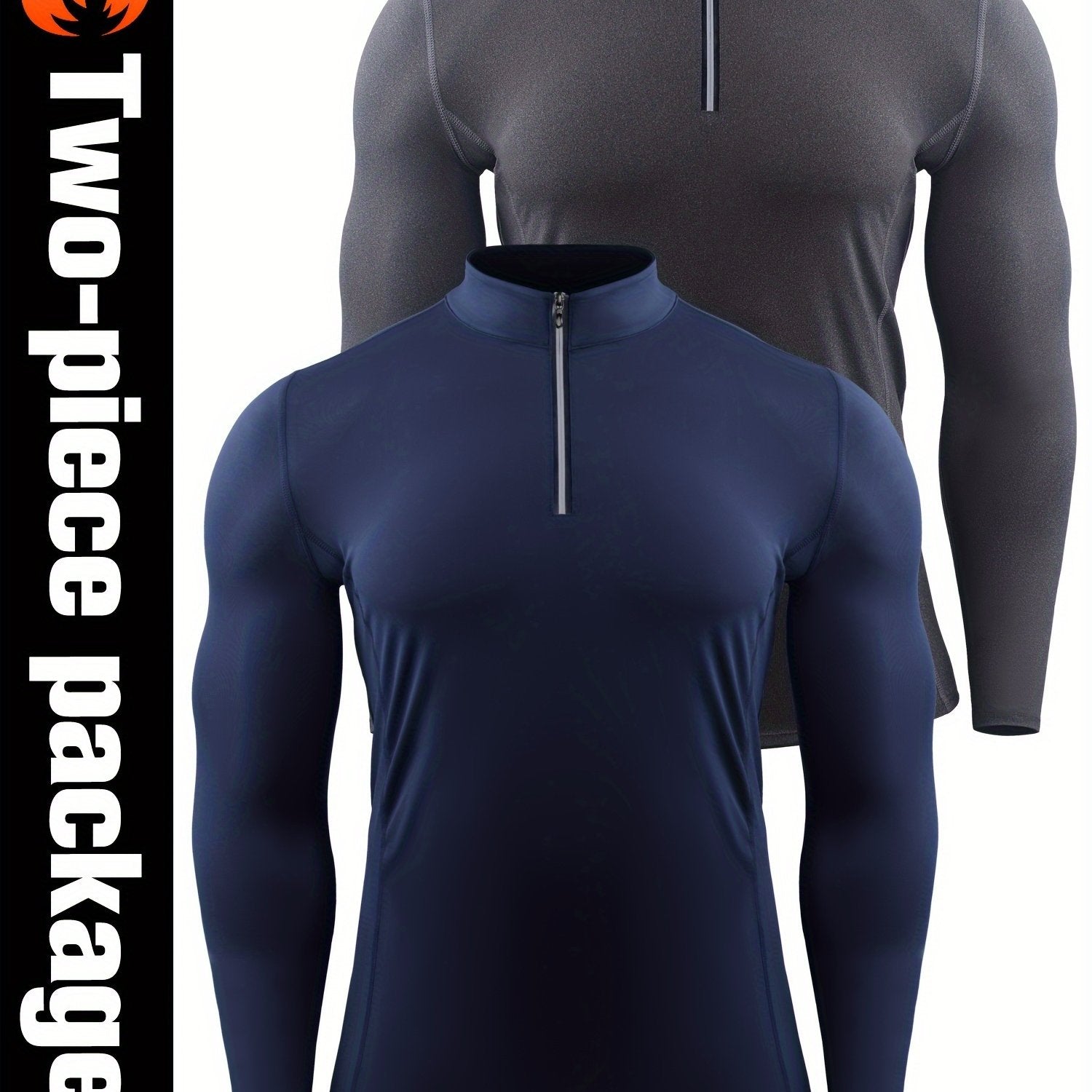 Men's Quick Drying Long Sleeve Shirt - High Stretch Crew Neck Undershirts