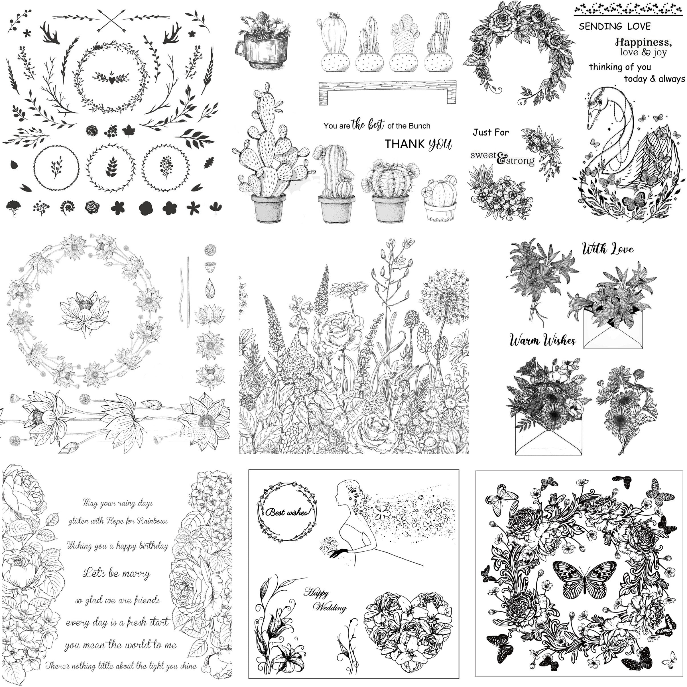 Fairy Tale Clear Stamps Reusable Butterfly Flower Leaf Designs
